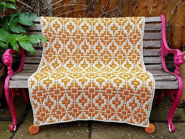 crochet Fools Gold Mosaic Throw easy pattern