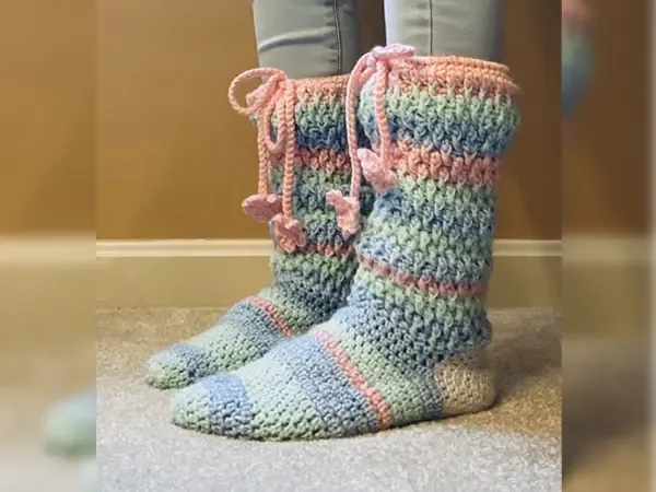 crochet Alpine Slipper Socks free pattern