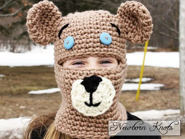crochet Teddy Bear Balaclava easy pattern