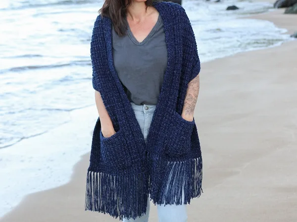 crochet Down-Home Pocket Shawl free pattern