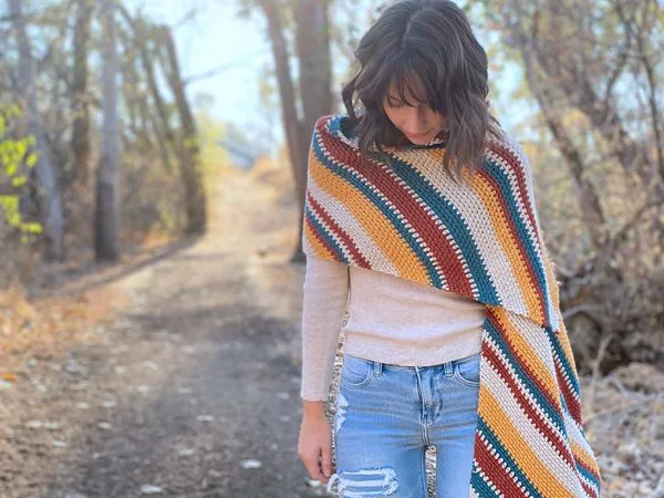crochet Indigo Sun Wrap free pattern