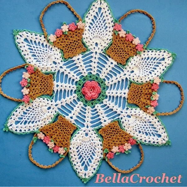 May Baskets and Pineapples Doily