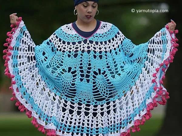 Pom Poms and Pineapples Poncho