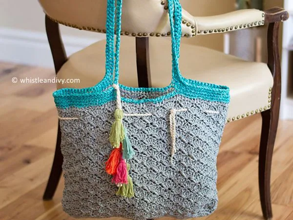 crochet Raffia Shells Tote free pattern