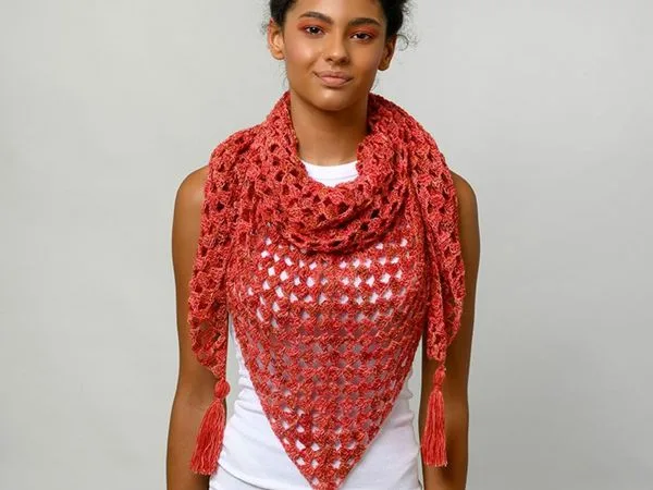 crochet Granny Triangle Shawl free pattern