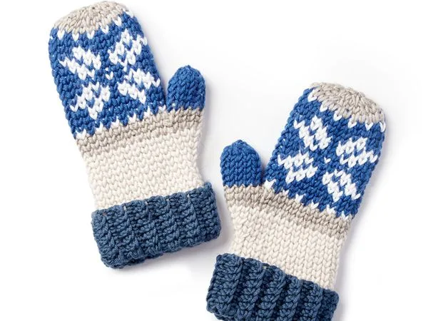 FAIR ISLE CROCHET MITTENS free pattern