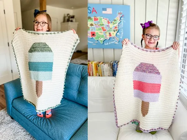 crochet Springtime Popsicle Blanket free pattern