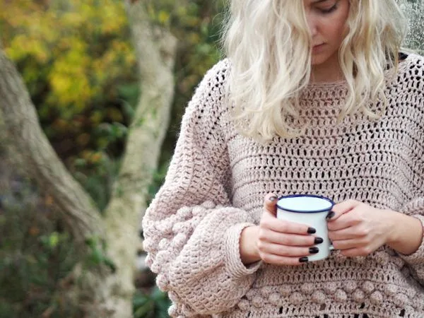 Crochet Diamonds and Bobbles Jumper