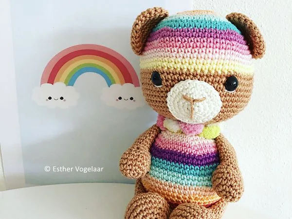 crochet Essie Rainbow Bear free pattern