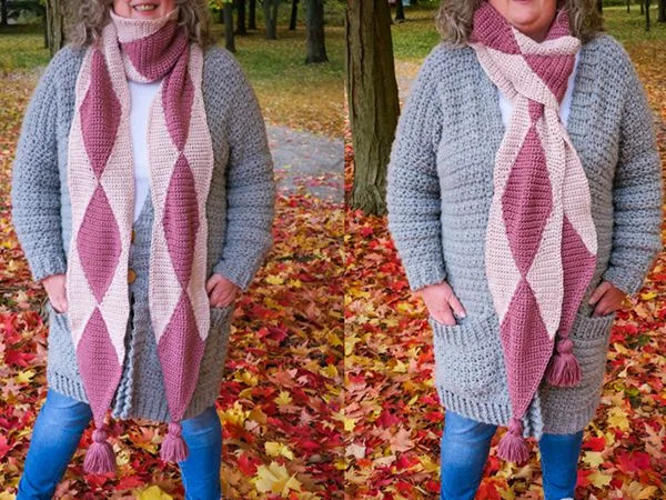 crochet Hide Your Diamonds Scarf free pattern
