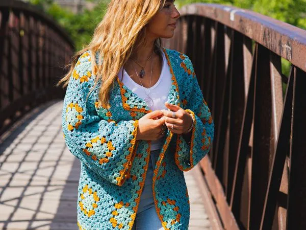 crochet Granny Square Jacket free pattern