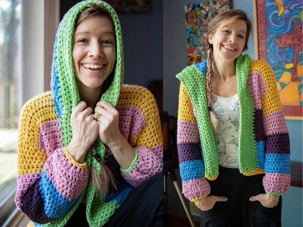 crochet DOBBYS HOODED CARDIGAN free pattern