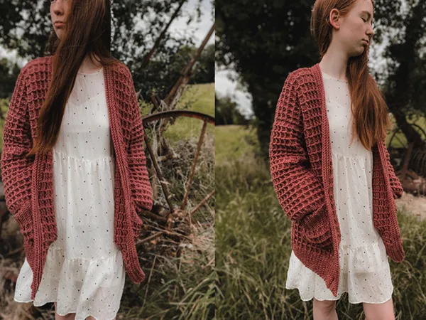 crochet Fomhar Pocket Cardigan free pattern
