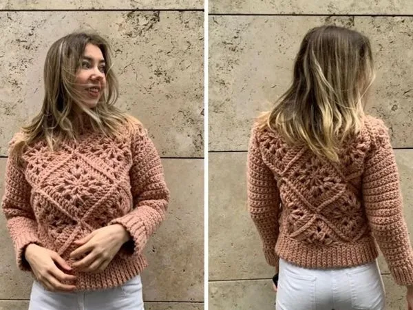 crochet TULIP SQUARE SWEATER free pattern