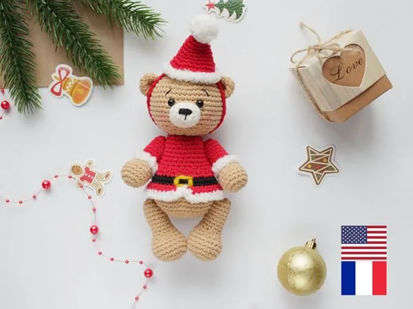 crochet Santa the Bear easy pattern