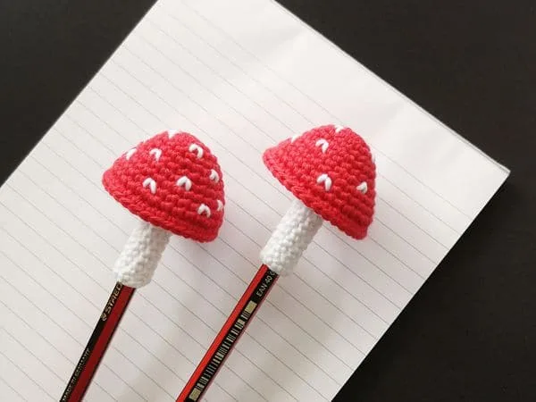 crochet Toadstool Pencil Topper free pattern