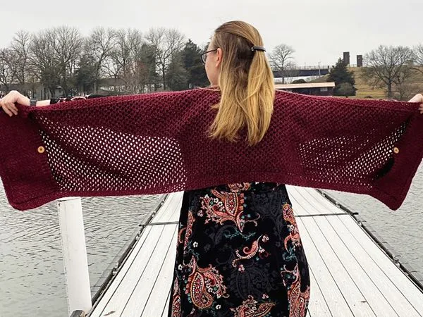 crochet Simple Pocket Shawl free pattern