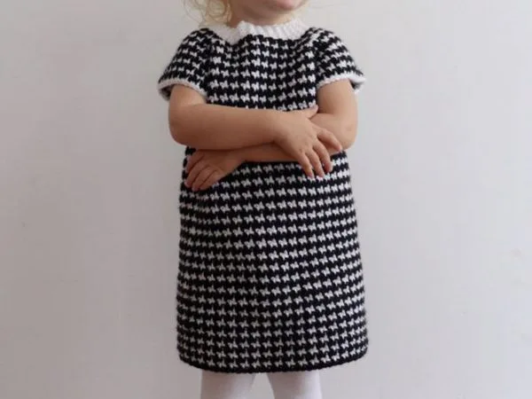 Crochet Houndstooth Sweater Dress free pattern