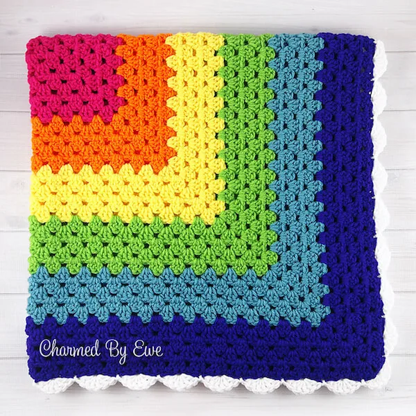 Rainbow Granny Square Throw
