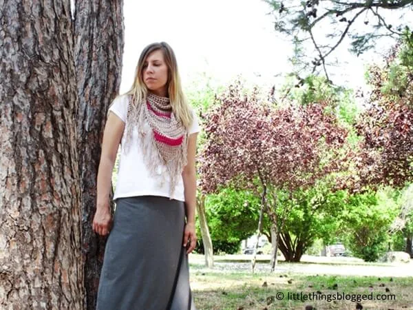 Crochet Triangle Fringe Shawl