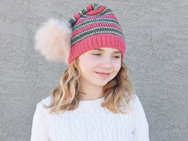 crochet Easy Striped Elf Beanie free pattern