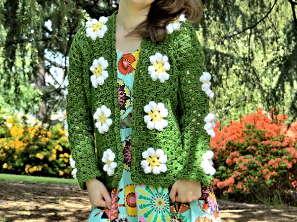 crochet Daisy Granny Square Cardigan free pattern