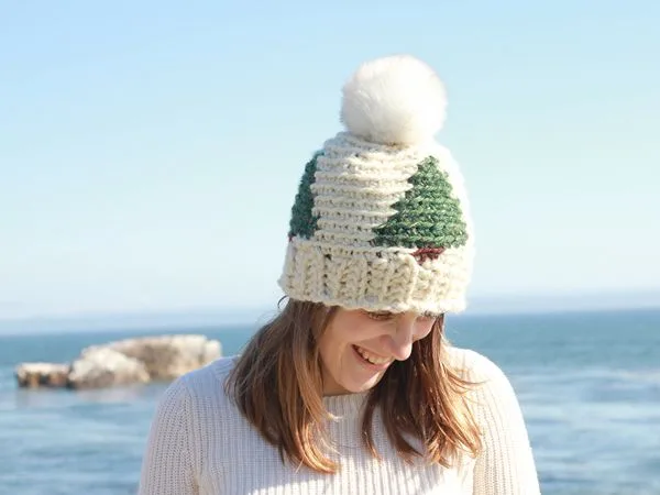 crochet Pinewood Beanie free pattern