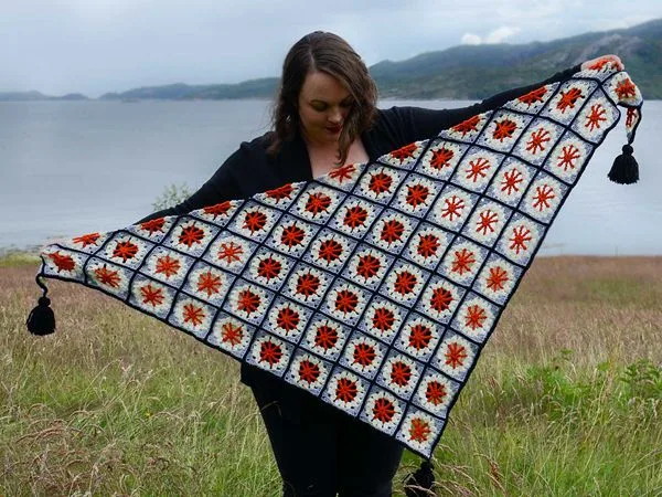 crochet Ferris Wheel Granny Square Shawl free pattern