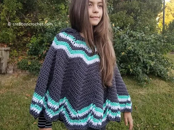 crochet Big Mountain Poncho Children free pattern