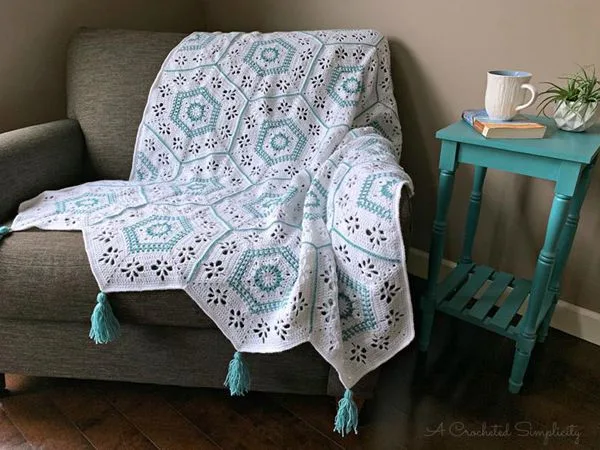 crochet Succulent Spring Hexagon Afghan easy pattern