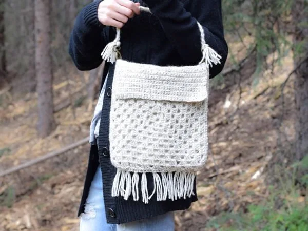 BOHO FRINGE GRANNY SQUARE CROCHET PURSE