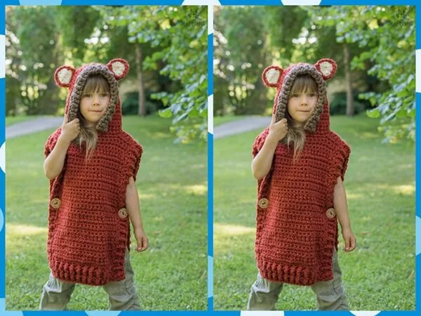 Fox Wolf Hooded Chunky Poncho