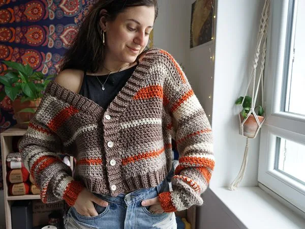 crochet Striped Cardigan free pattern