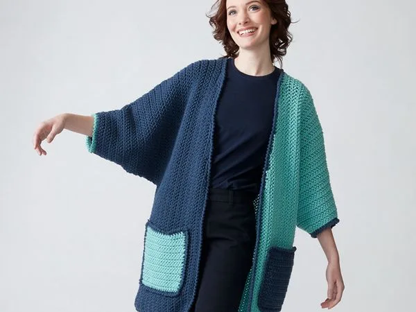 COLOR BLOCK CROCHET CARDIGAN free pattern