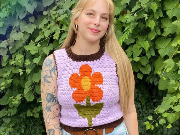 crochet Lazy Daisy Tank easy pattern