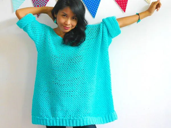 knit look oversize crochet sweater