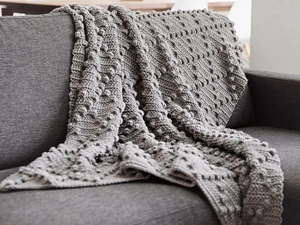 Rhombus Bobble Stitch Throw