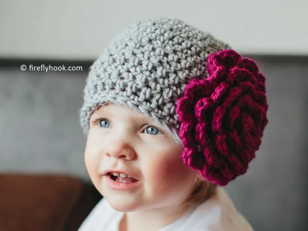 crochet Perfect Peony Beanie free pattern