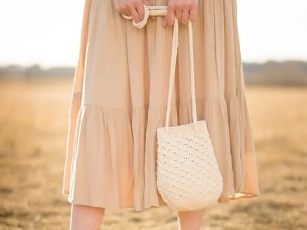 crochet Rosette Drawstring Bag free pattern