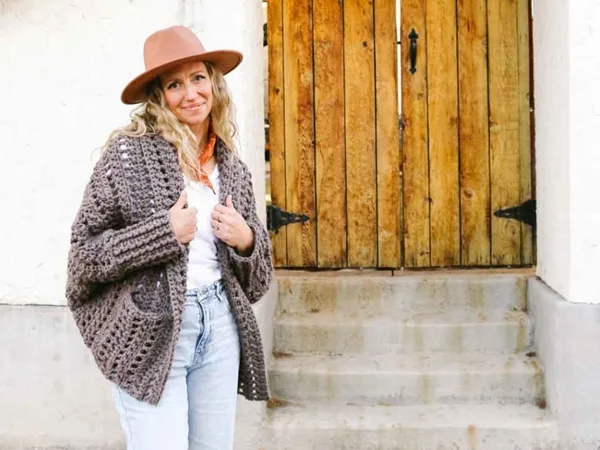 crochet Chunky Cocoon Cardigan free pattern