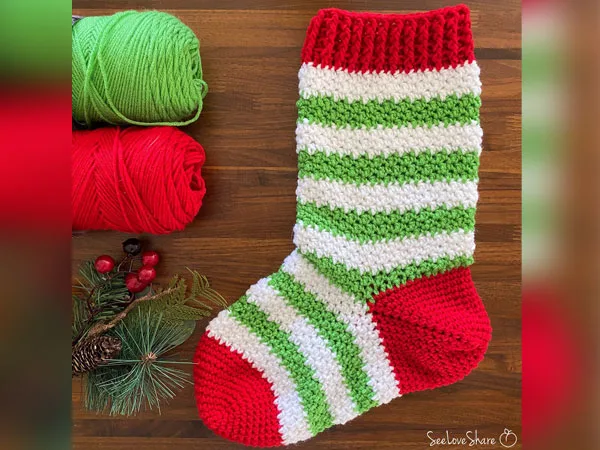 crochet Elf-ie Christmas Stocking free pattern
