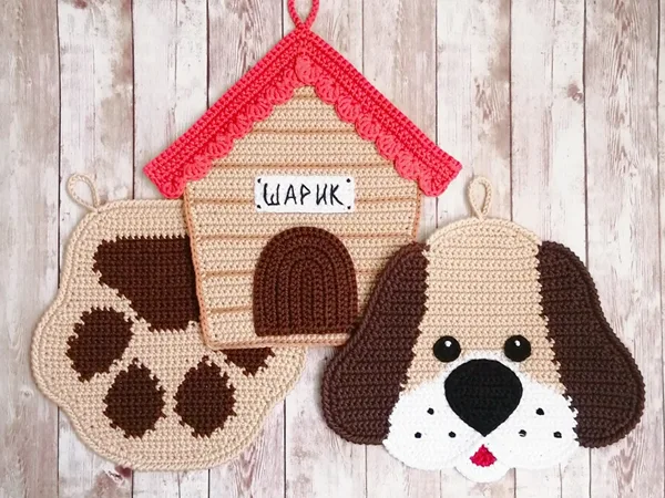 CROCHET Dog Paw Potholders easy pattern