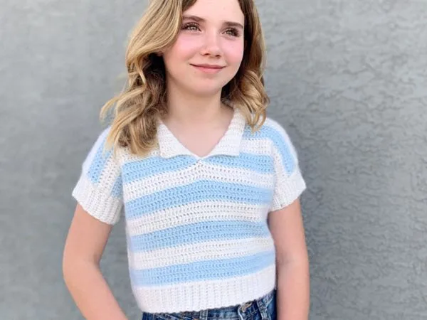 crochet Kids Collar Tee free pattern