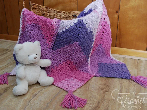 Triple Mitered Modern Granny MG Baby Blanket