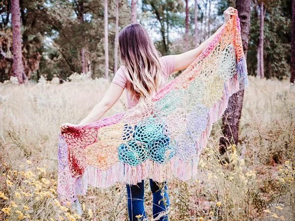 crochet Milkweed Leaf Shawl free pattern