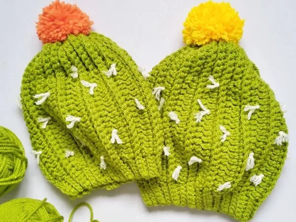 crochet Slouchy Cactus Beanie free pattern