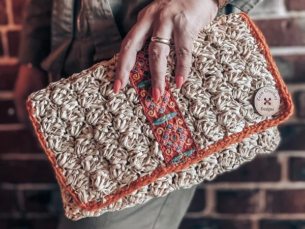crochet Raffia Clutch easy pattern