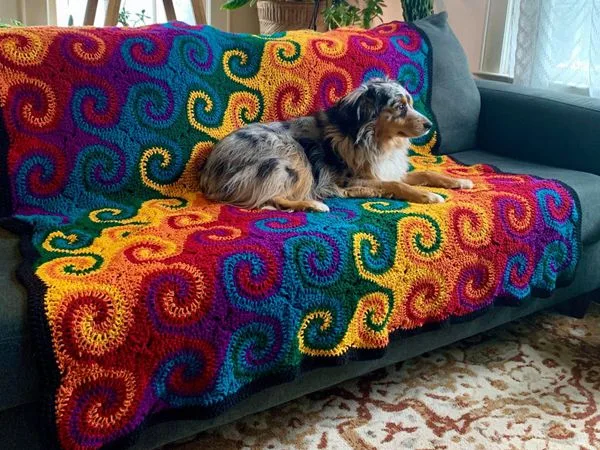crochet Rainbow Galaxy Blanket easy pattern