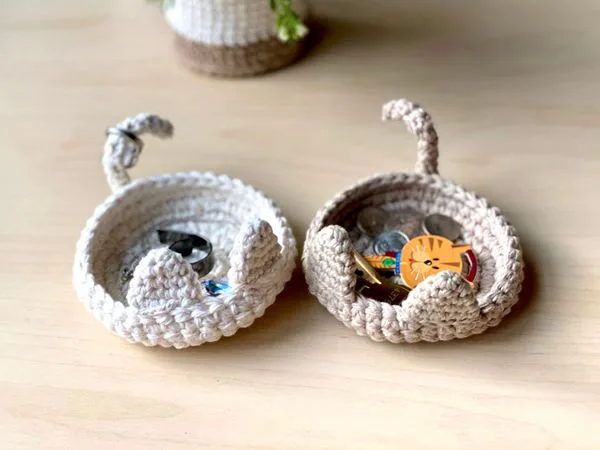 crochet Kitty Trinket Dish easy pattern