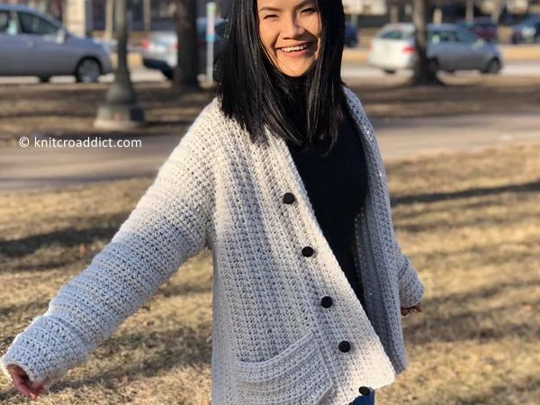 crochet Buttoned Sweater free pattern